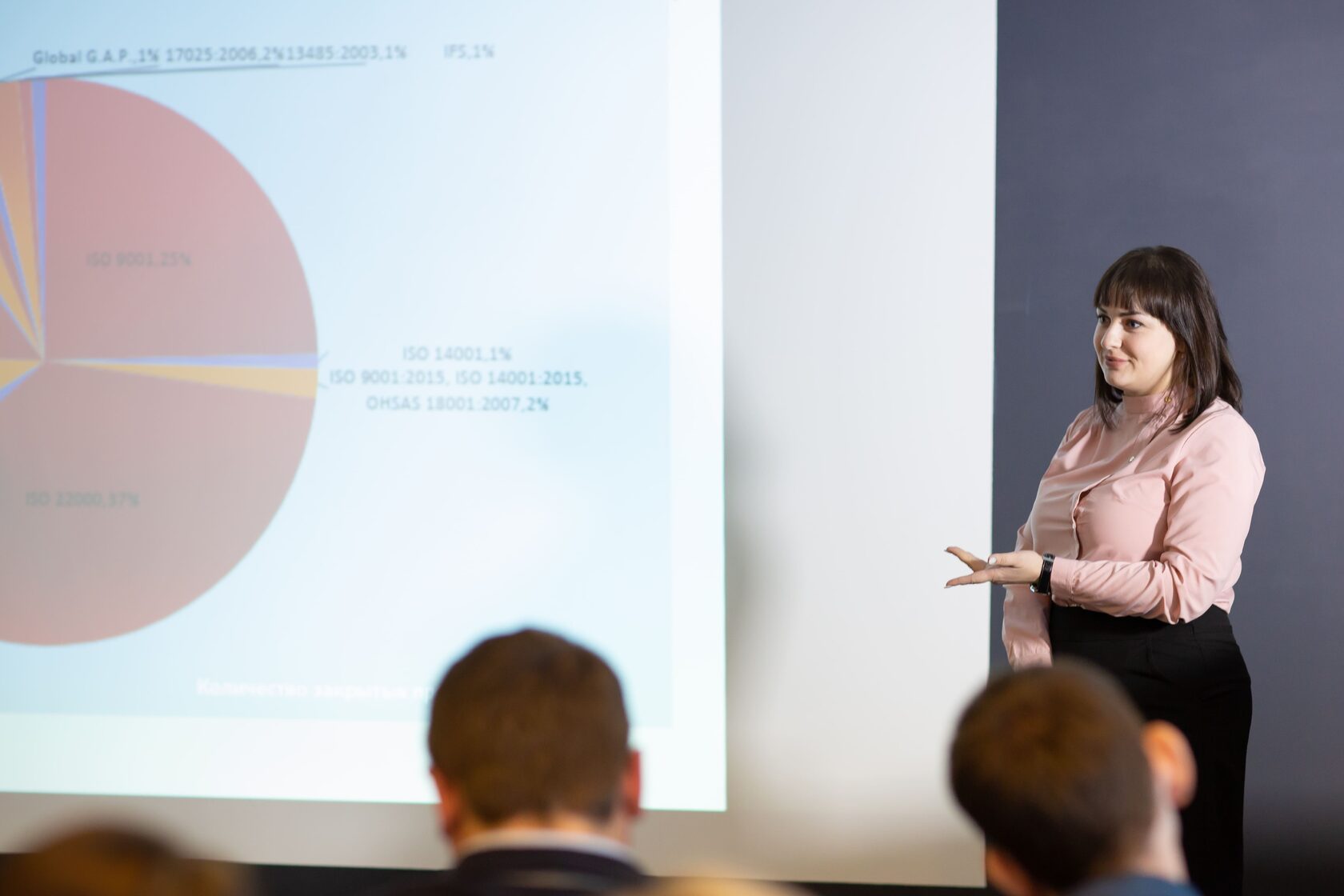 Performance of one of the trainers at the GMP+ session 