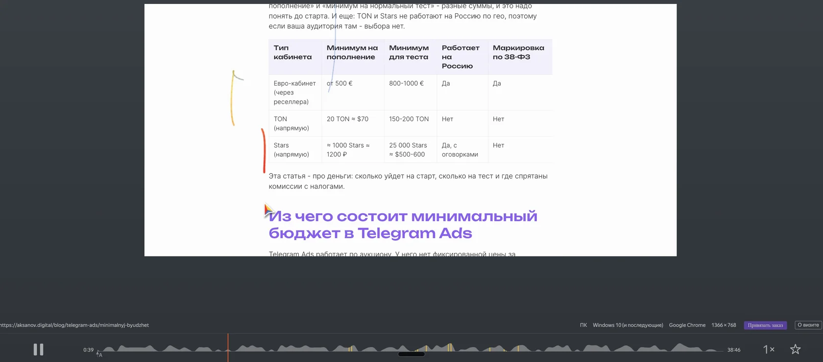 Плеер визита в Вебвизоре на десктопе, внизу таймлайн активности посетителя