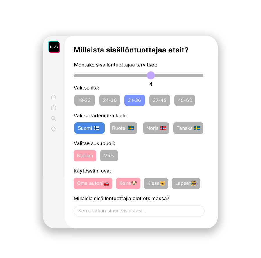 Millaista UGC sisällöntuottajaa etsit?