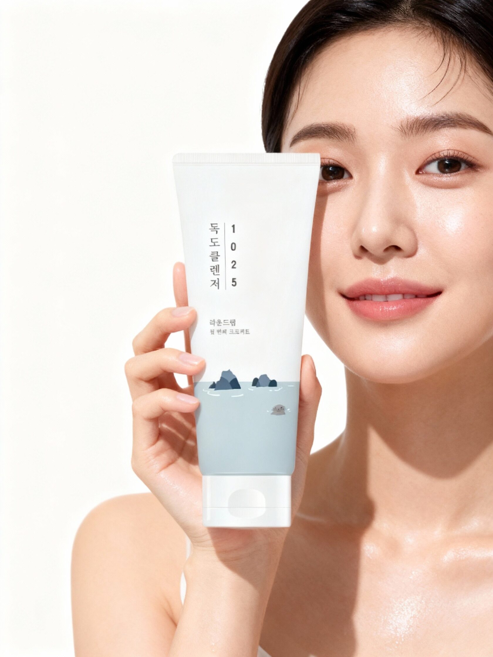 Корейская пенка для лица Round Lab с морскими минералами для бережного очищения и увлажнения кожи.