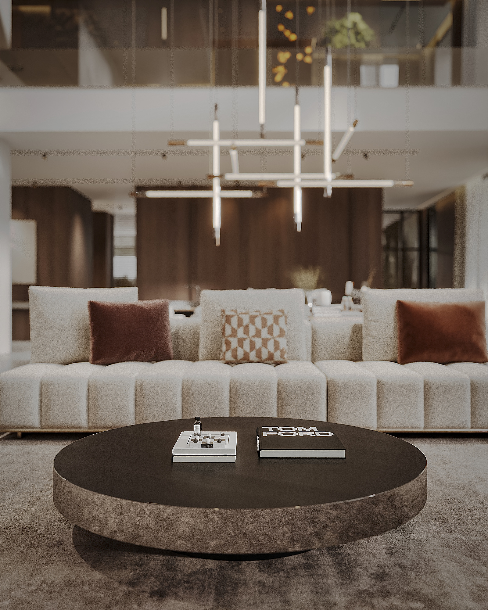 The interior of this three-story villa in Limassol — including a basement level with a wine room and home cinema — blends simplicity, scale, and refinement