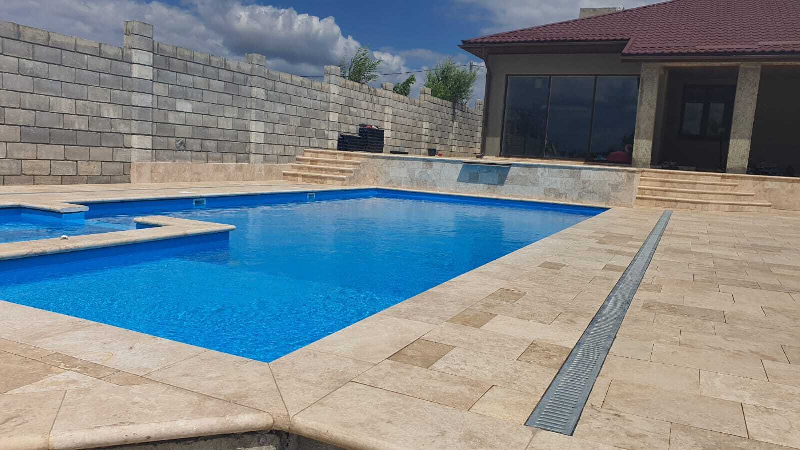 Pavaj din travertin bej pentru curte și terasă din piatră naturală