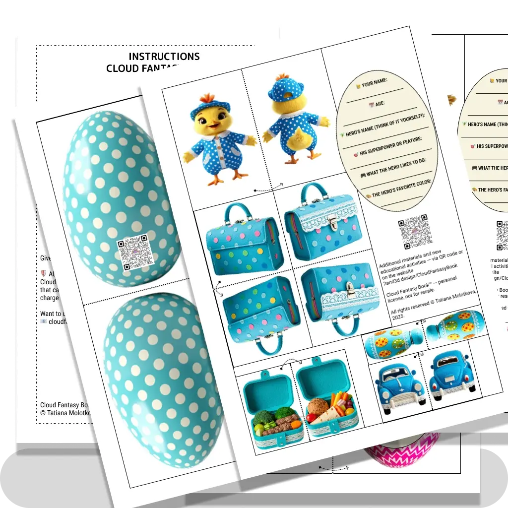 The character Chicken and his things with a questionnaire