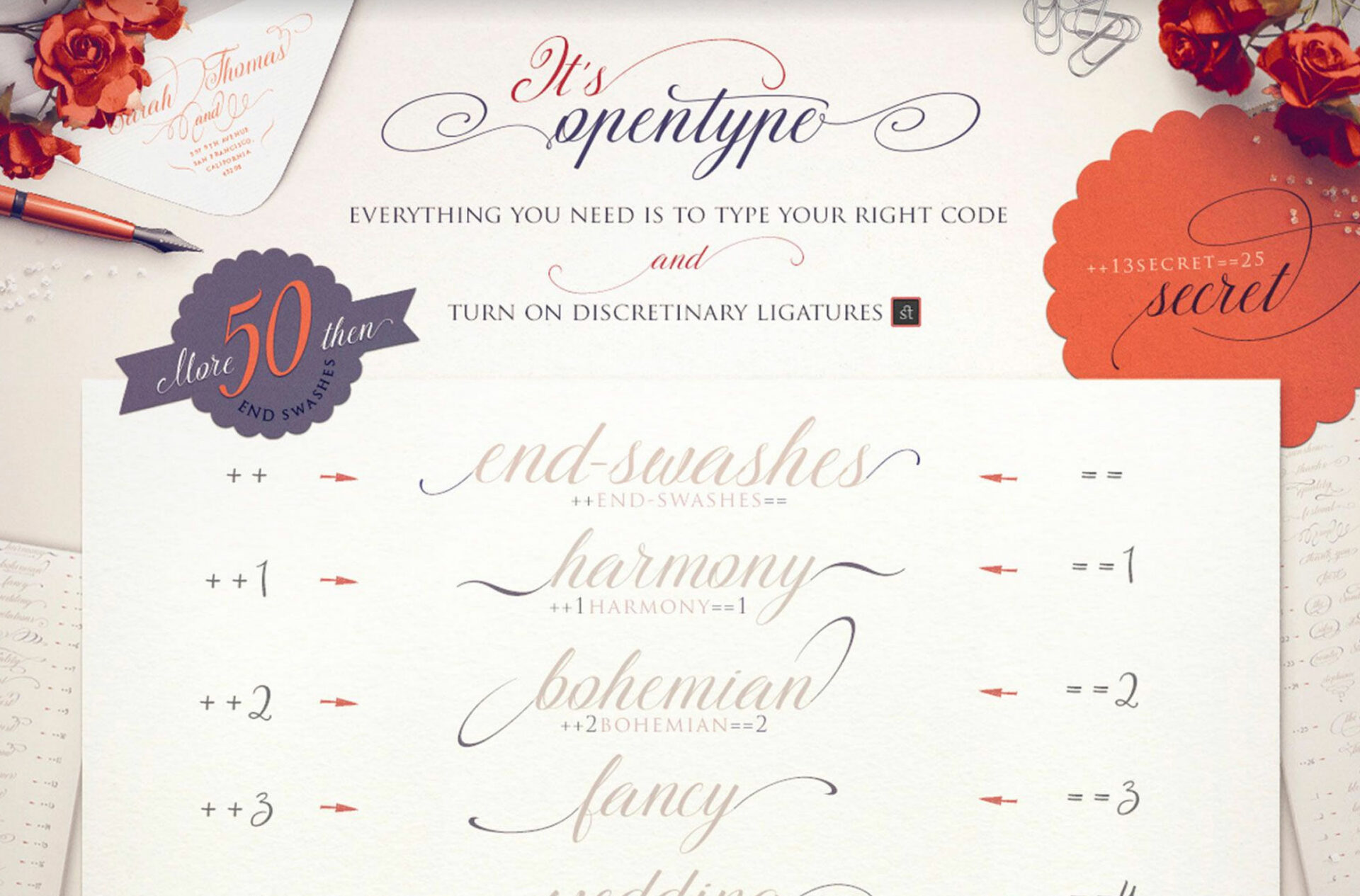 The Secret, font, swashes