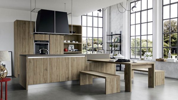 дизайн кухни из натурального дерева 