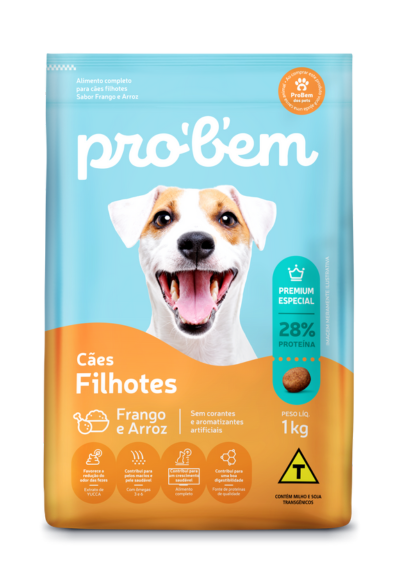 mockup de saco de ração probem para cães filhotes