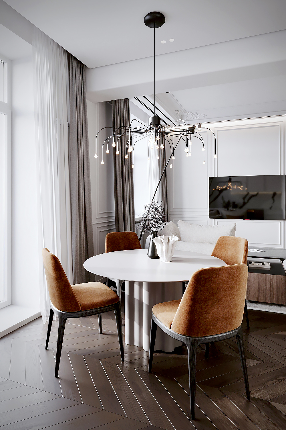 This compact 80 m² apartment is located in a building on the waterfront in the historic center of Moscow