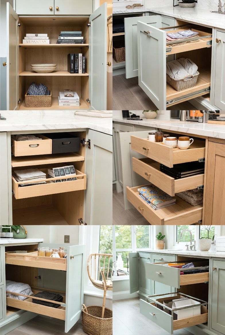 Intelligent kitchen storage drawer organizers