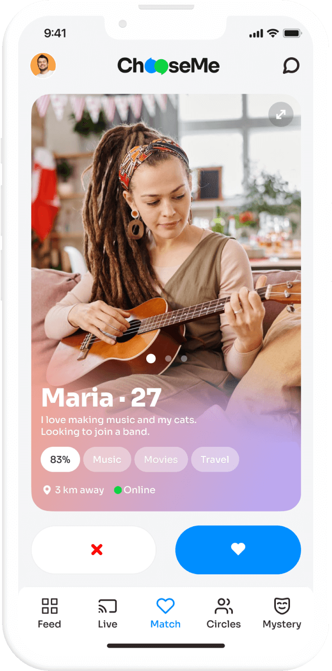 Screen with woman playing the guitar