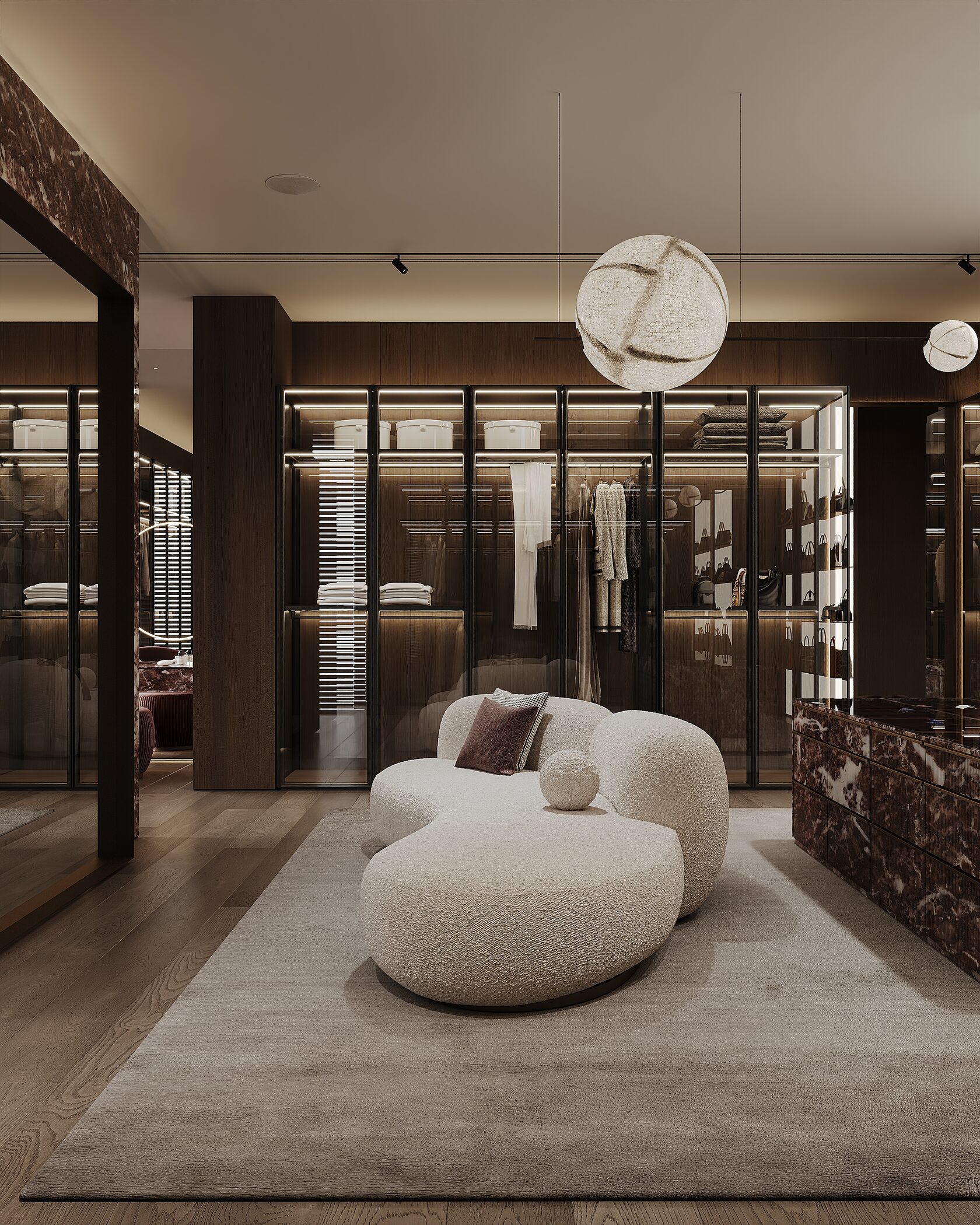 The interior of this three-story villa in Limassol — including a basement level with a wine room and home cinema — blends simplicity, scale, and refinement