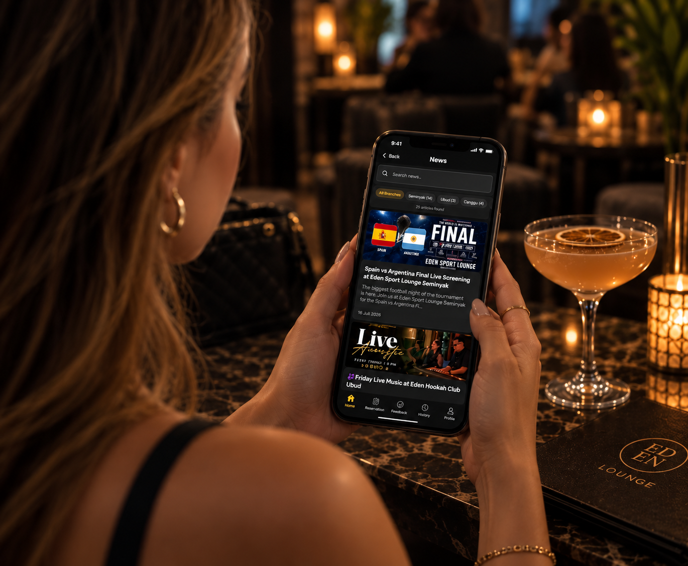Eden Lounge App in use at Eden