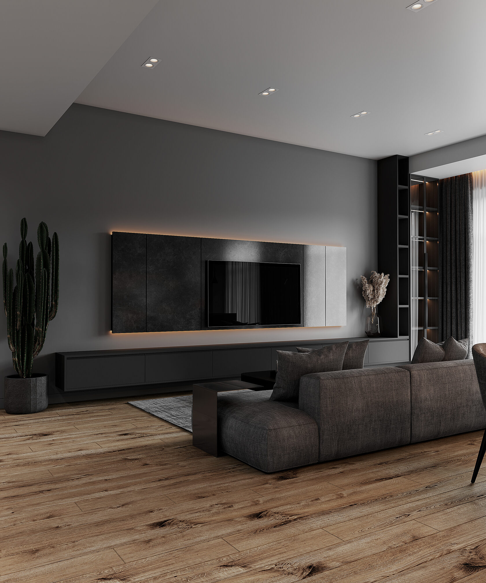 Кухня-гостиная с тёмным островом — доп. фото