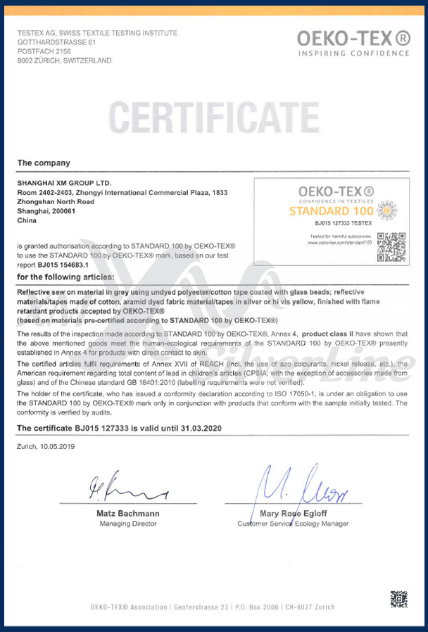 Oeko Tex 100 Hipoallergiya standartı