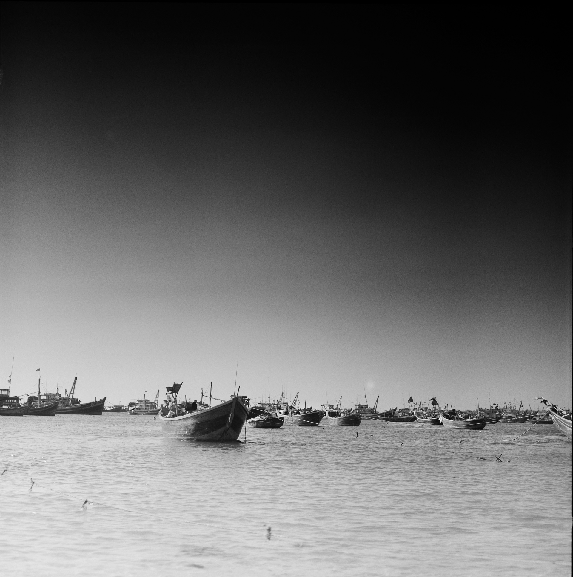 Traditional fishing boats on the east coast of Vietnam. South China Sea