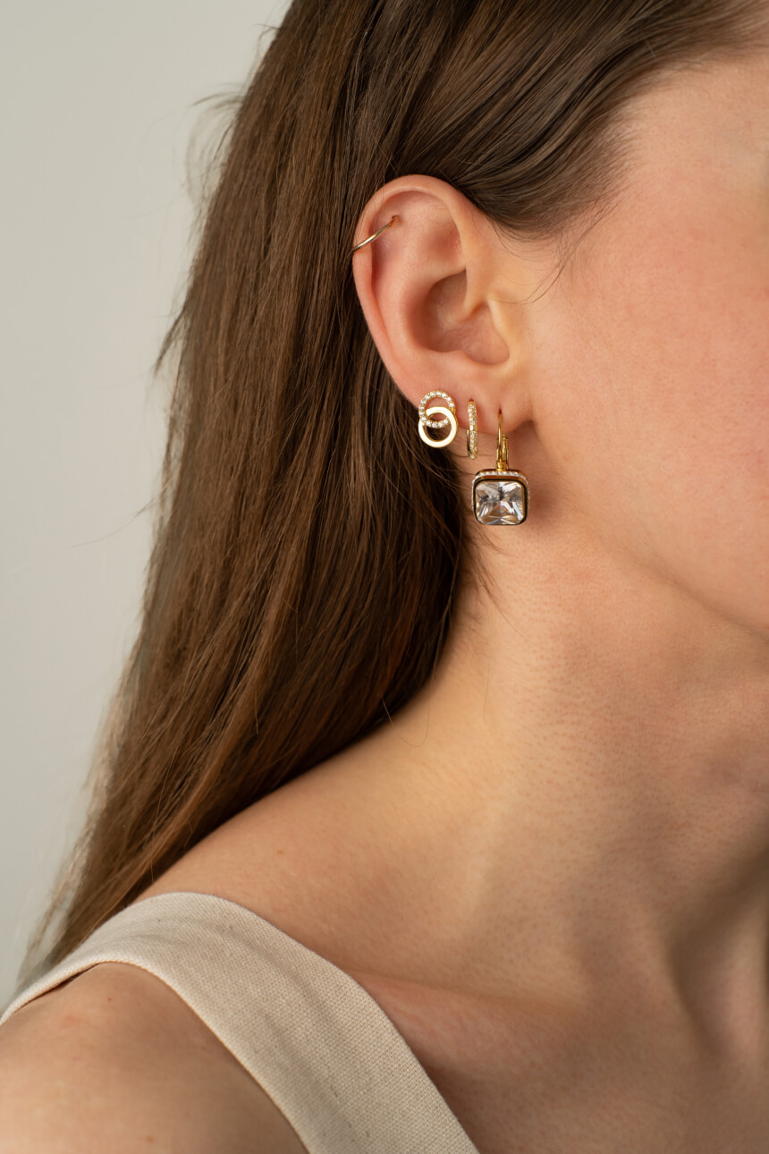 Jewellery photography, earrings on a woman