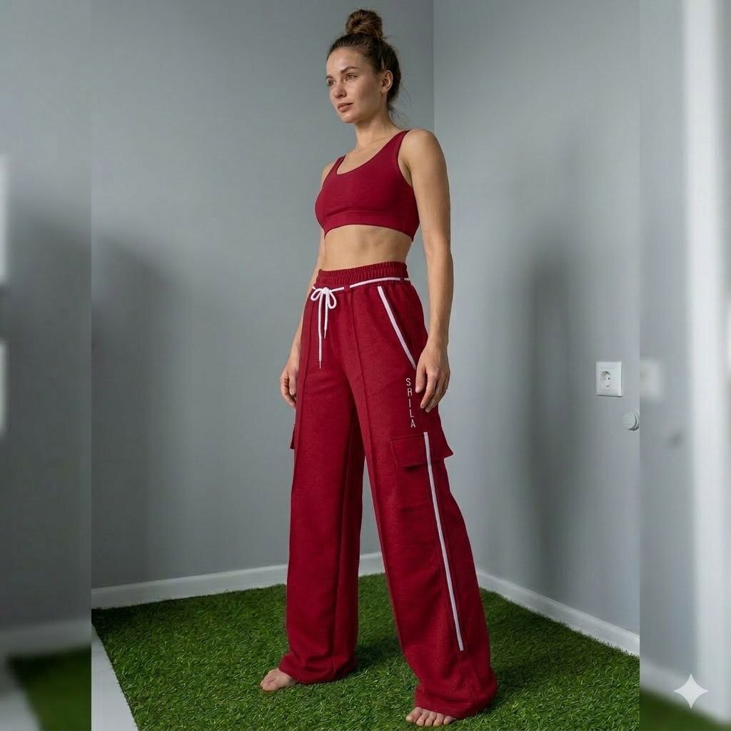 Жіночі червоні стильні спортивні штани
