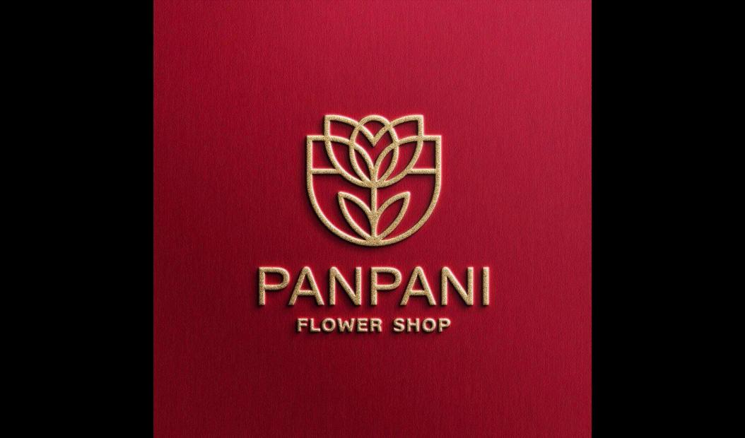 Gold PANPANI flower shop logo on red
