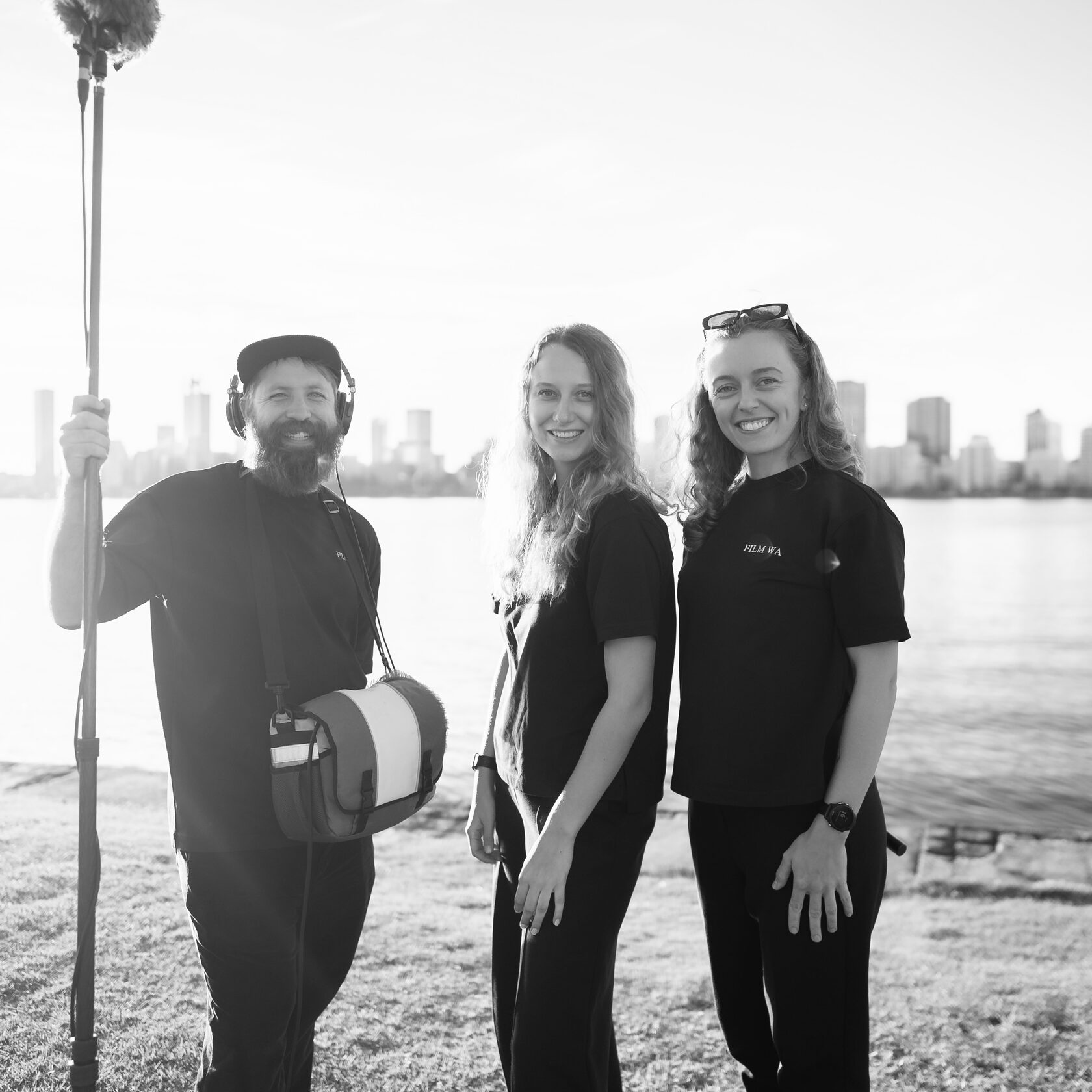 Filmmaker behind the camera on location