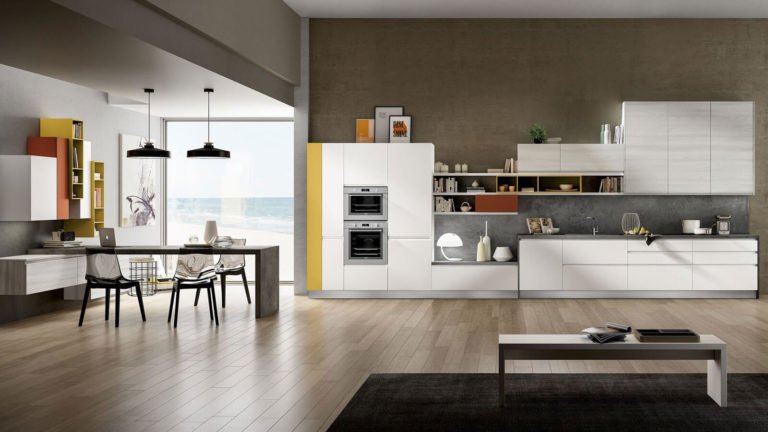 Однорядная кухня (прямая) линейное расположение кухни