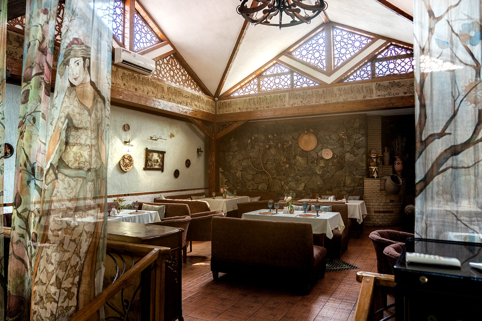 Historic interior of Platan Restaurant
