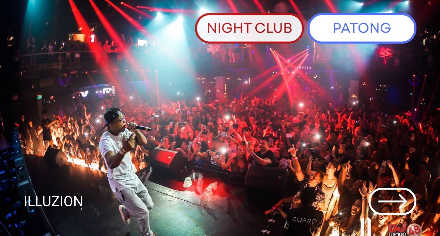 Толпа и световое шоу в ночном клубе Illuzion Phuket