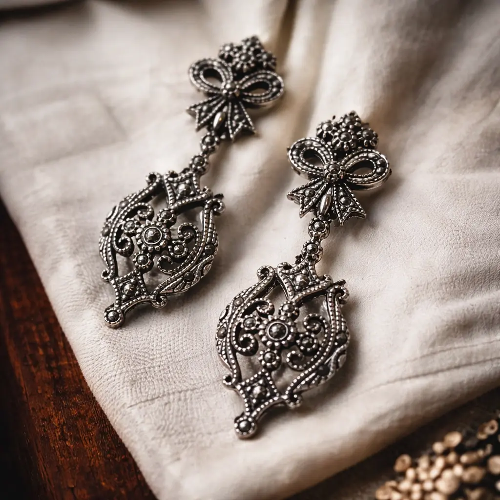 Вінтажні срібні сережки з марказитами у вікторіанському стилі, класична ювелірна прикраса