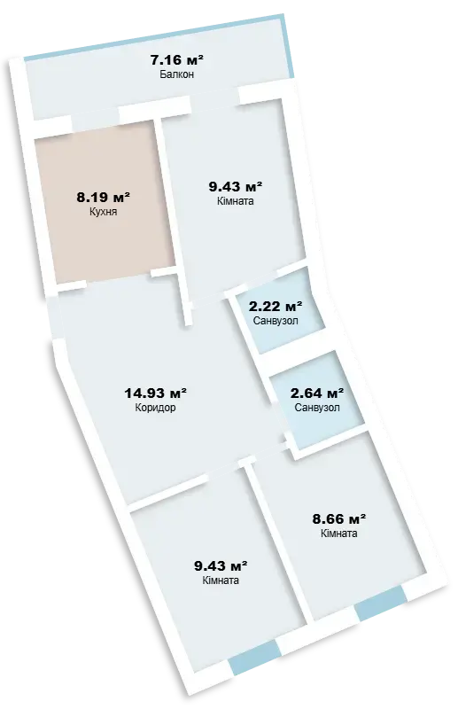 3-комнатная квартира в ЖК ARTVILLE — вариант 3