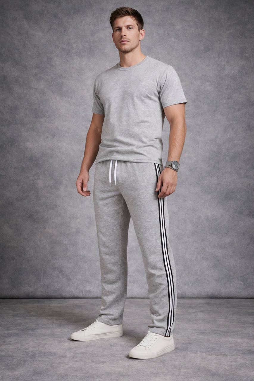Чоловічі сірі спортивні штани з лампасом