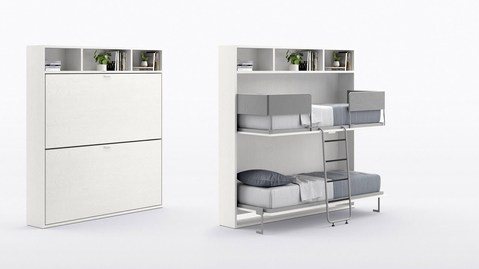 Раскланые двухярусные кровати из шкафа