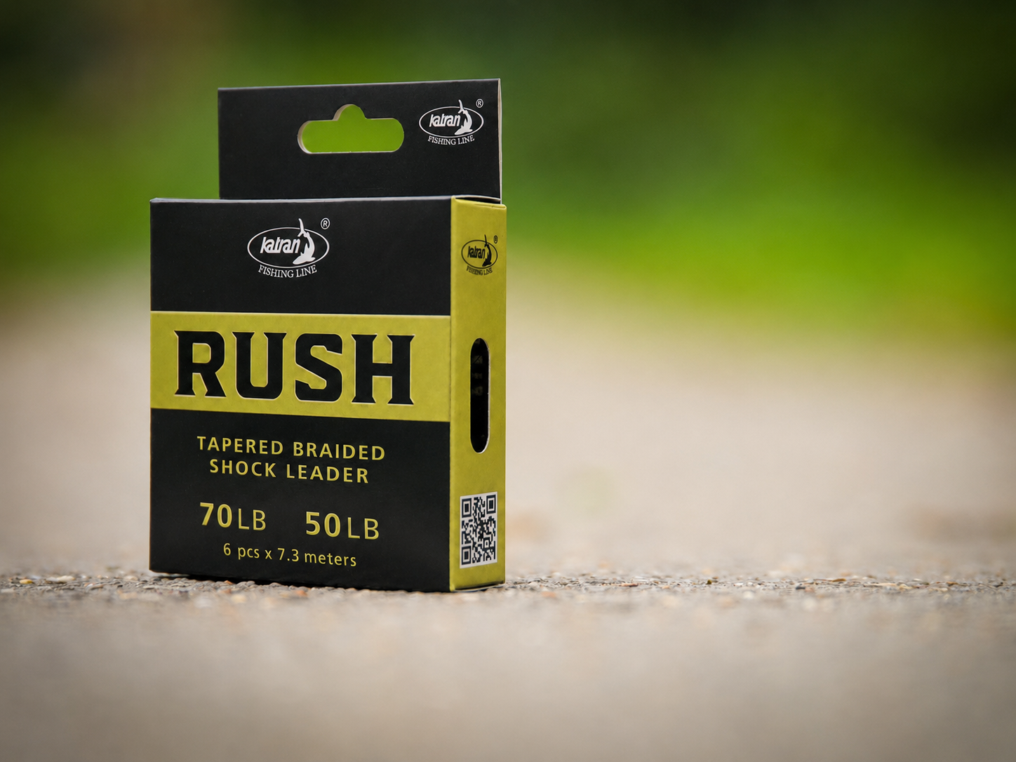 Katran RUSH tapered braided shock leader product pack and spool