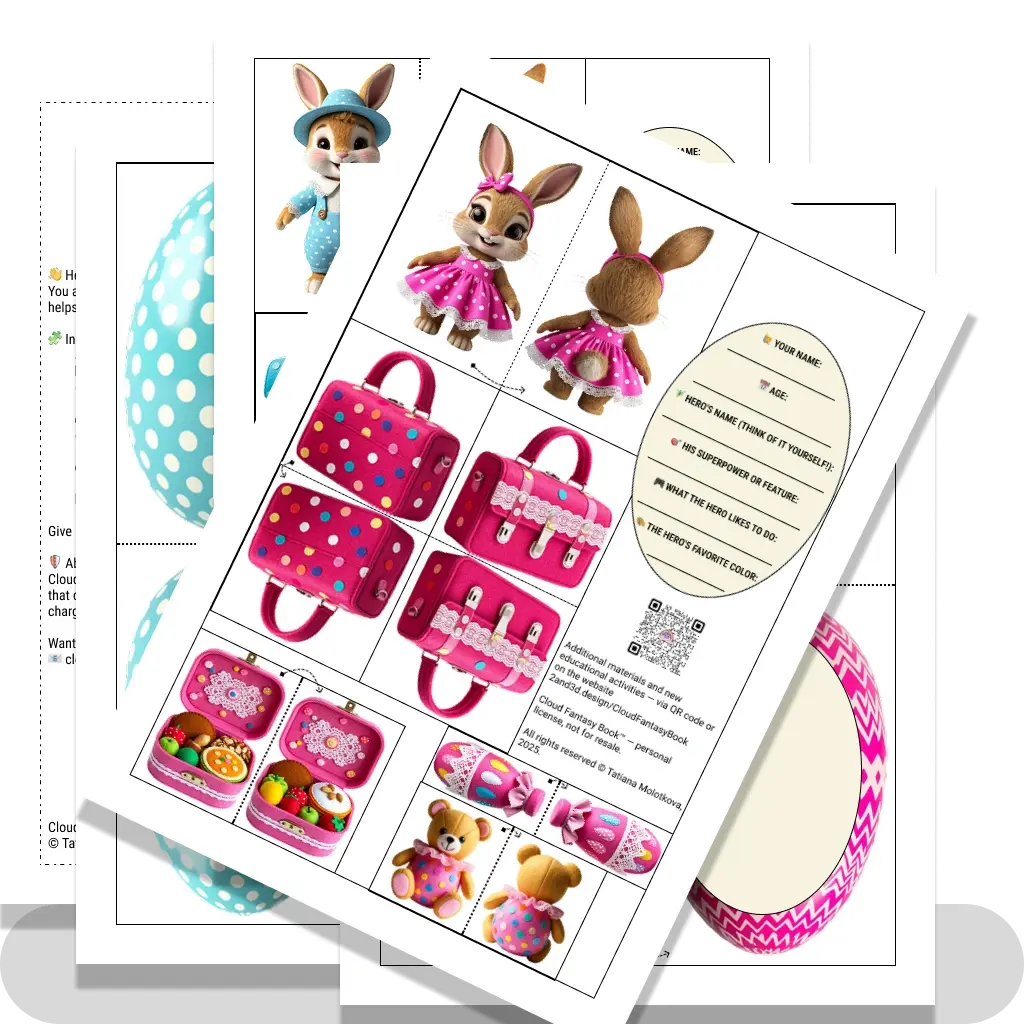 Character Bunny and his things with a questionnaire