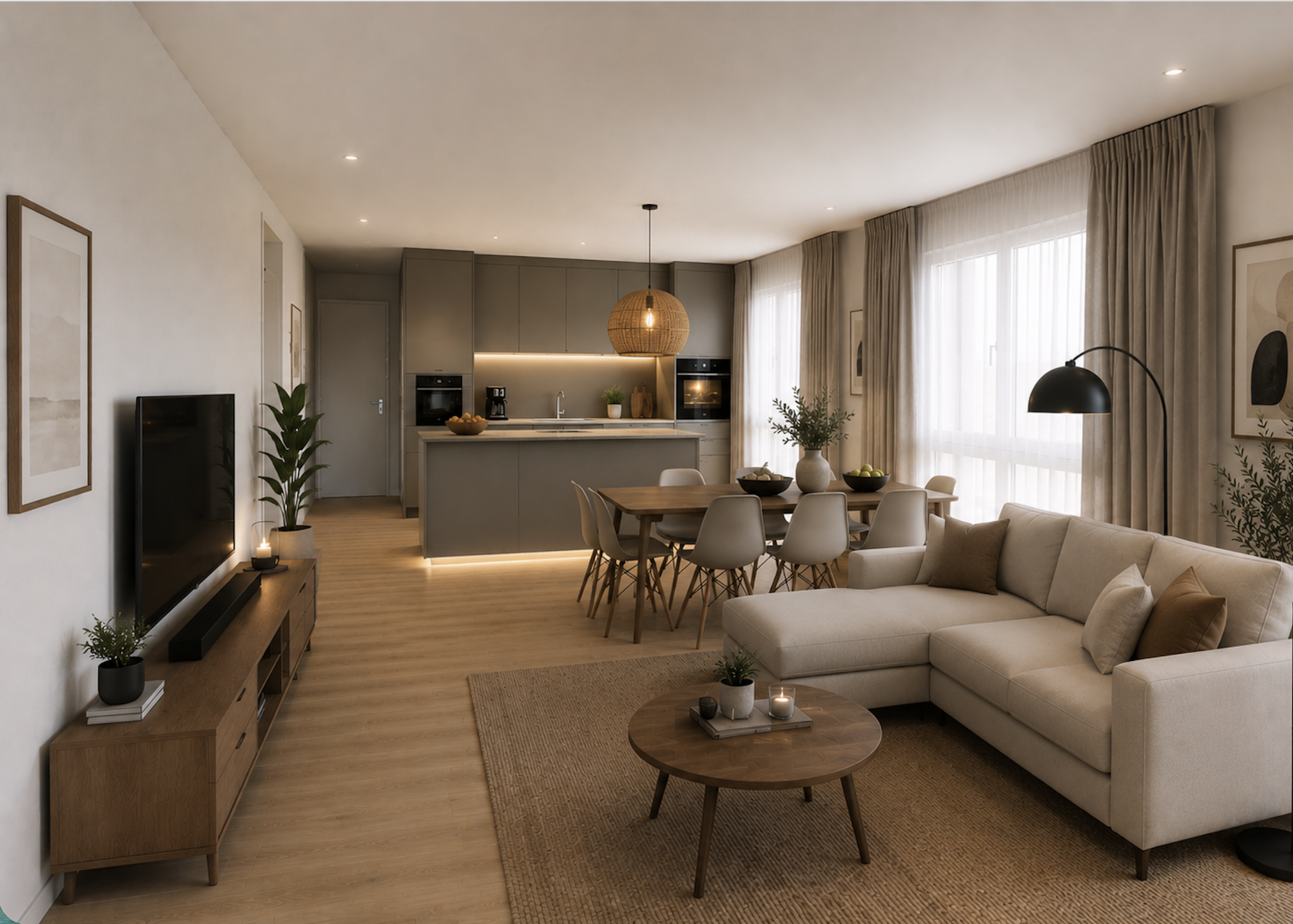 AI-Visualisierung Wohnzimmer nach Umgestaltung