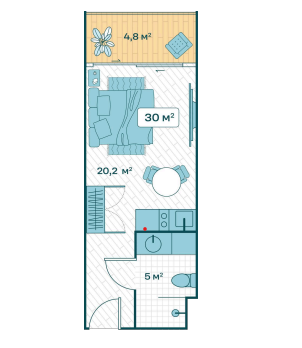 Studio floor plan 30 m² Sun Hills Lakeside