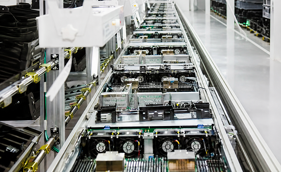 Electronics assembly on a consumer device production line