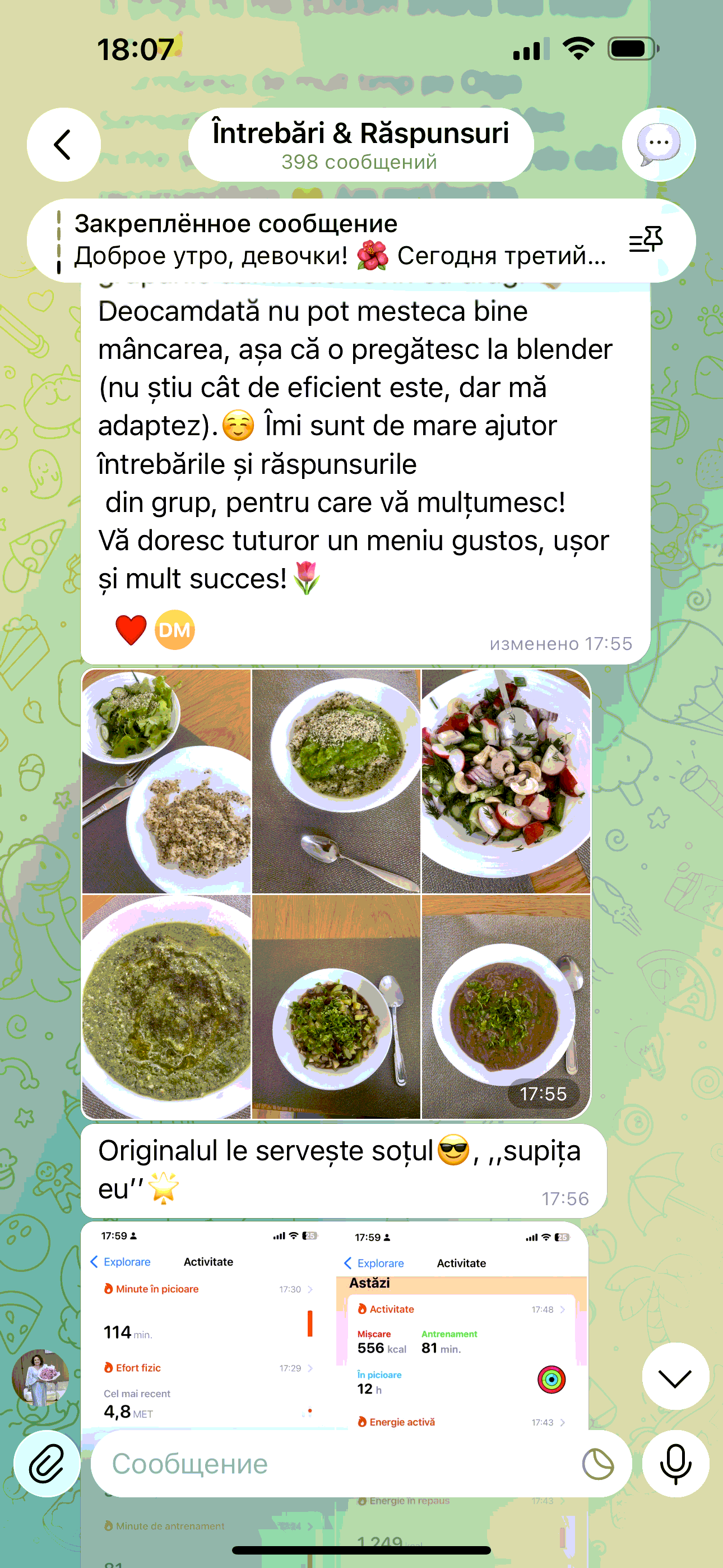 Exemplu de meniu si recomandari din program