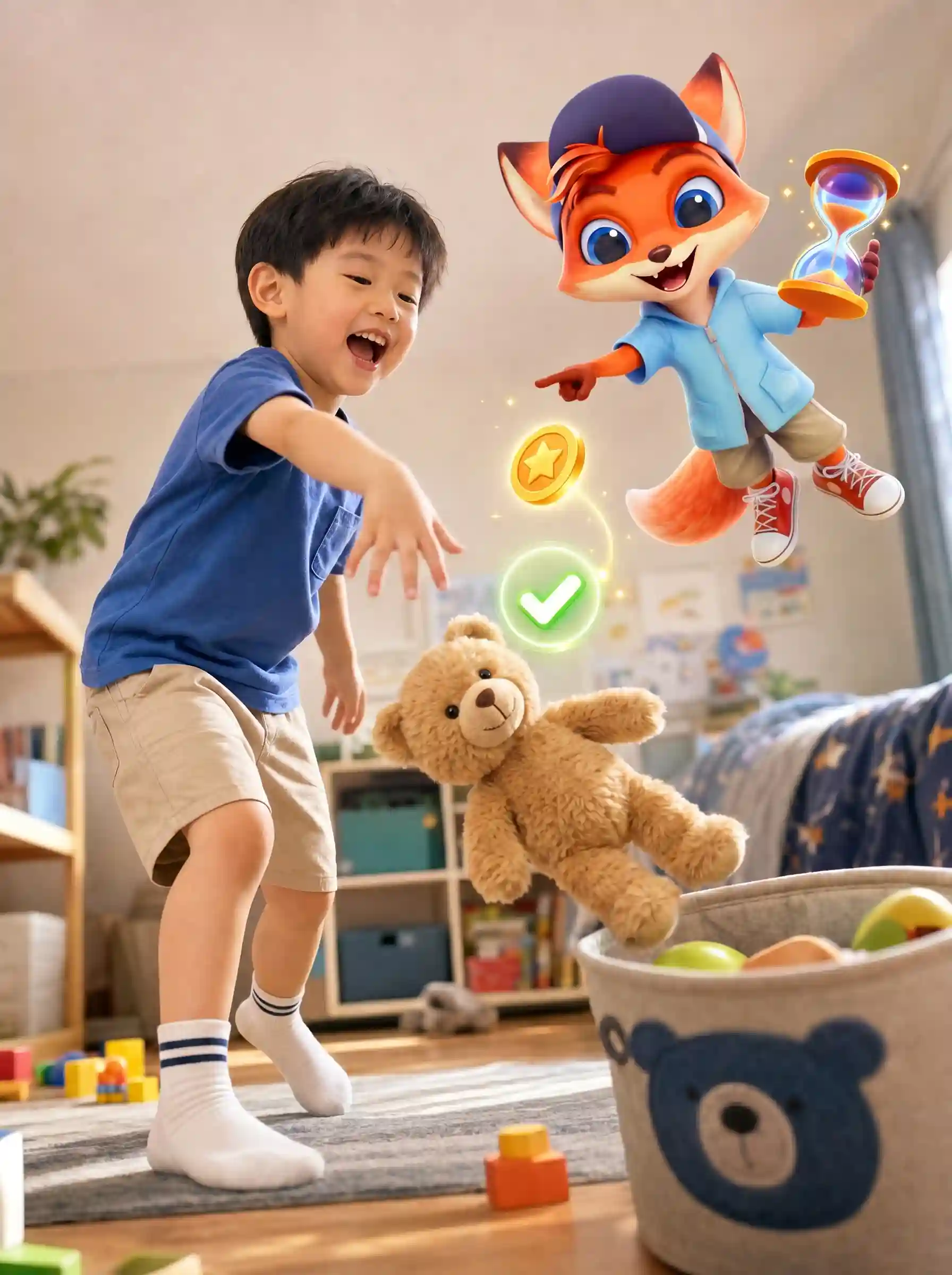 Active child with mascot