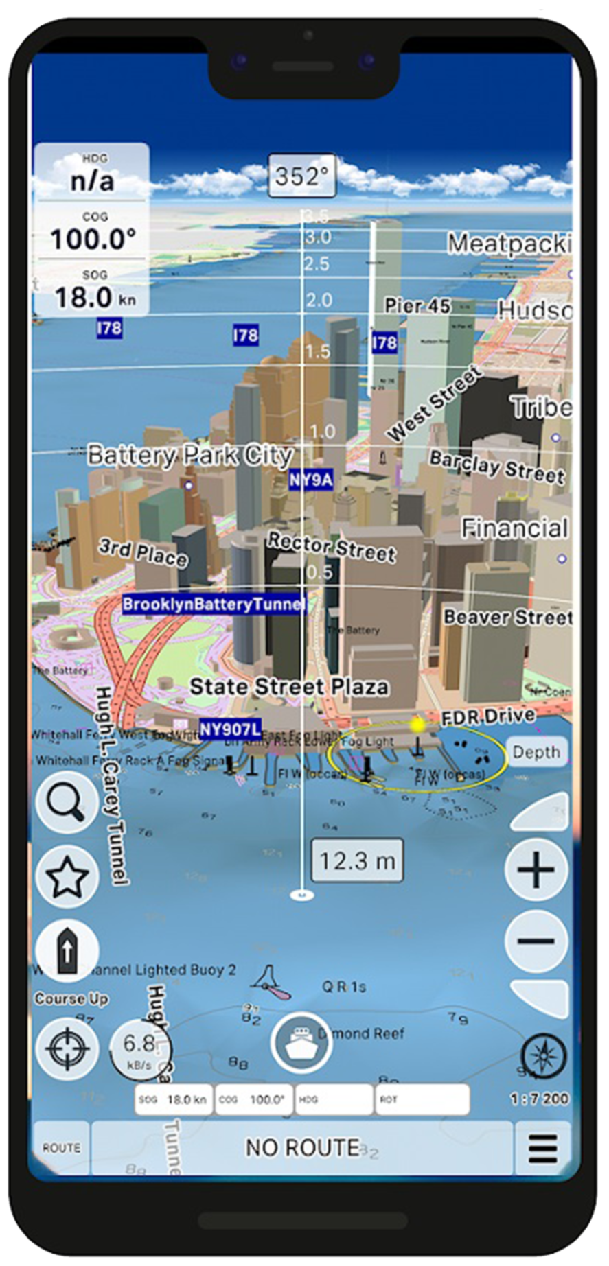 3d marine navigator on a smartphone