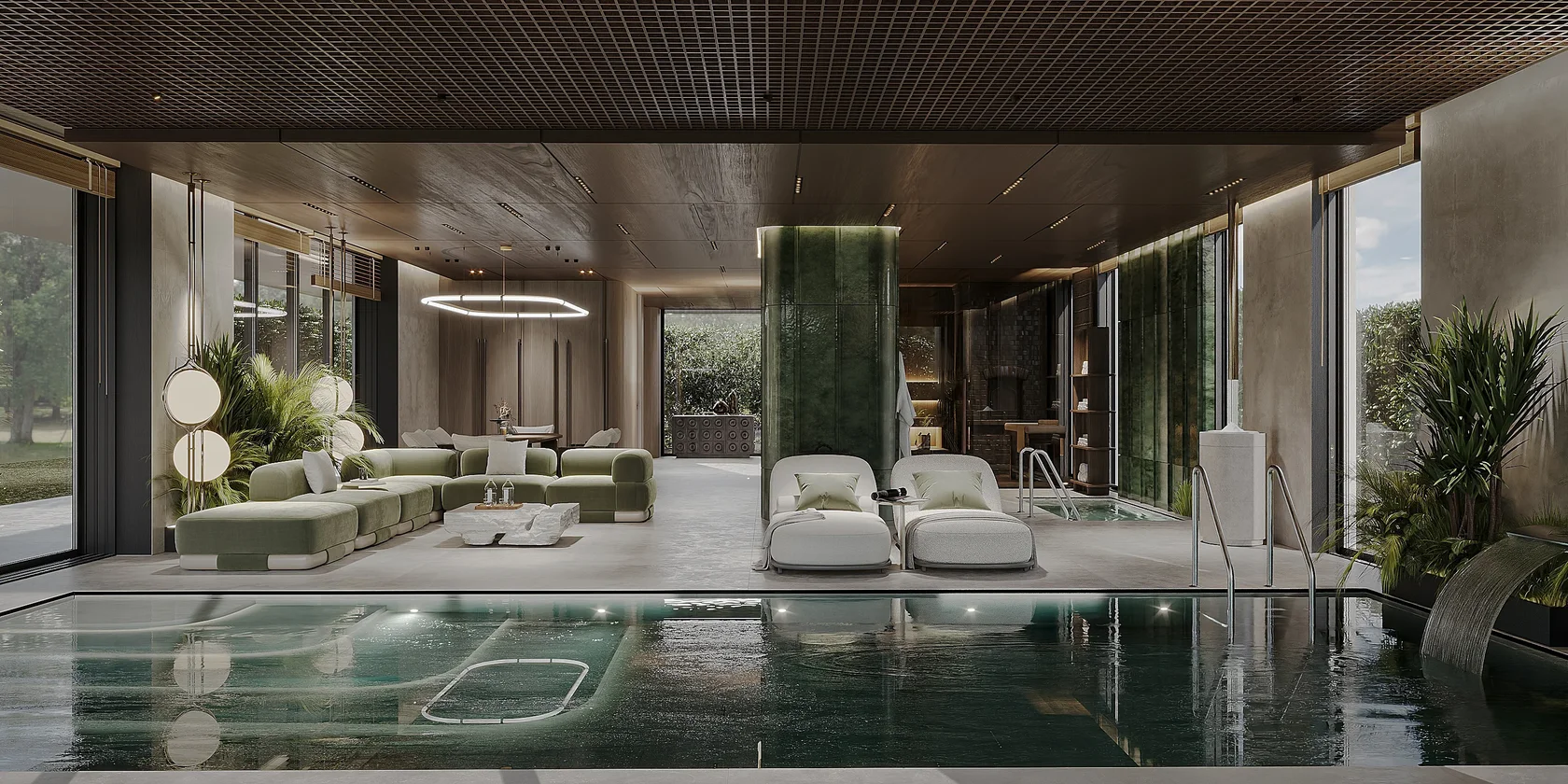 This villa is located on an elevated site in the suburbs of Limassol. The architecture of the house consists of several volumes unified under a single roof, including the main living block, a garage, staff quarters, and a pool area