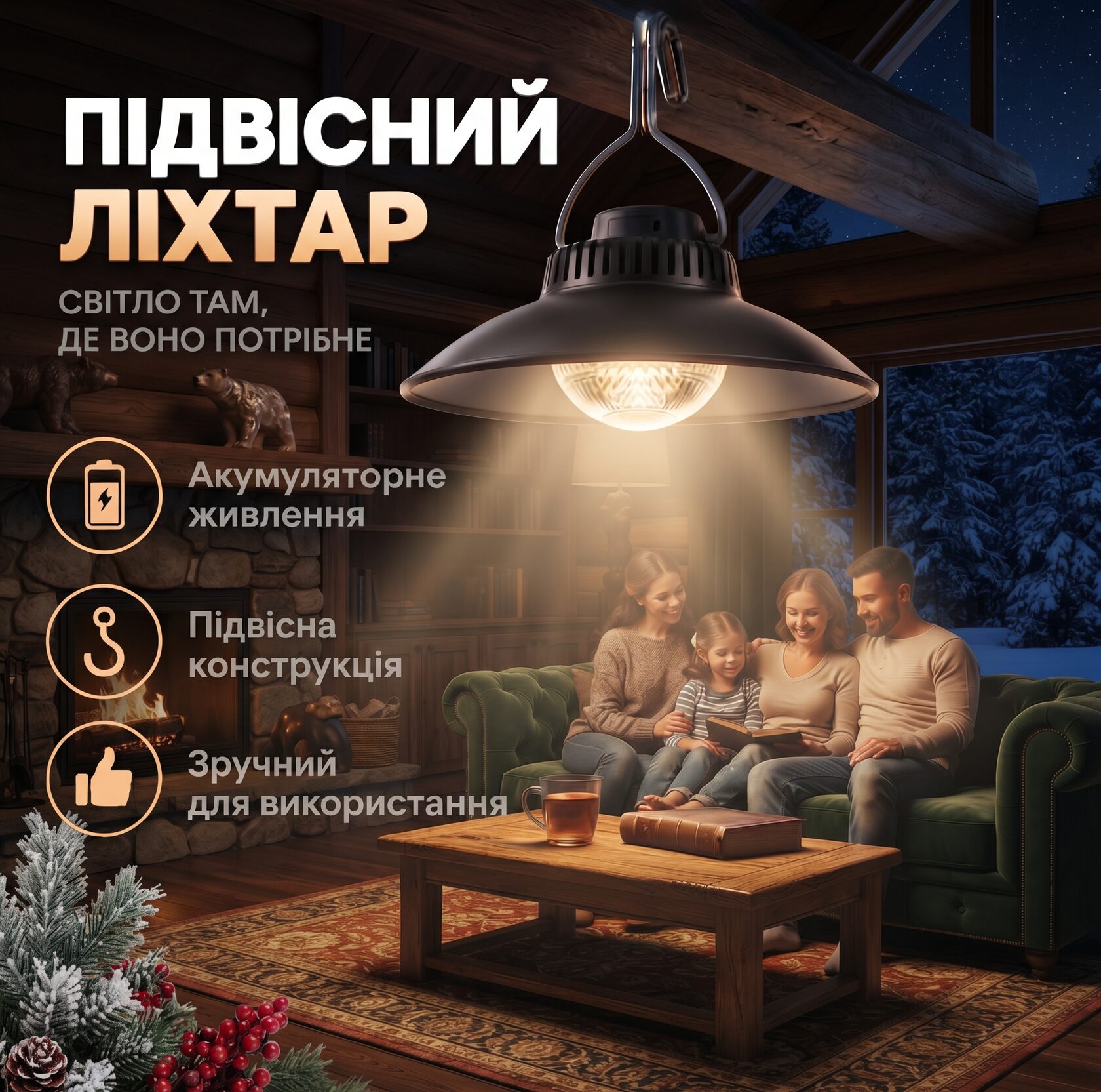 Портативна підвісна LED-лампа з акумулятором
