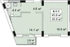 Планировка 1-комнатной квартиры в ЖК Golden City — вариант 18
