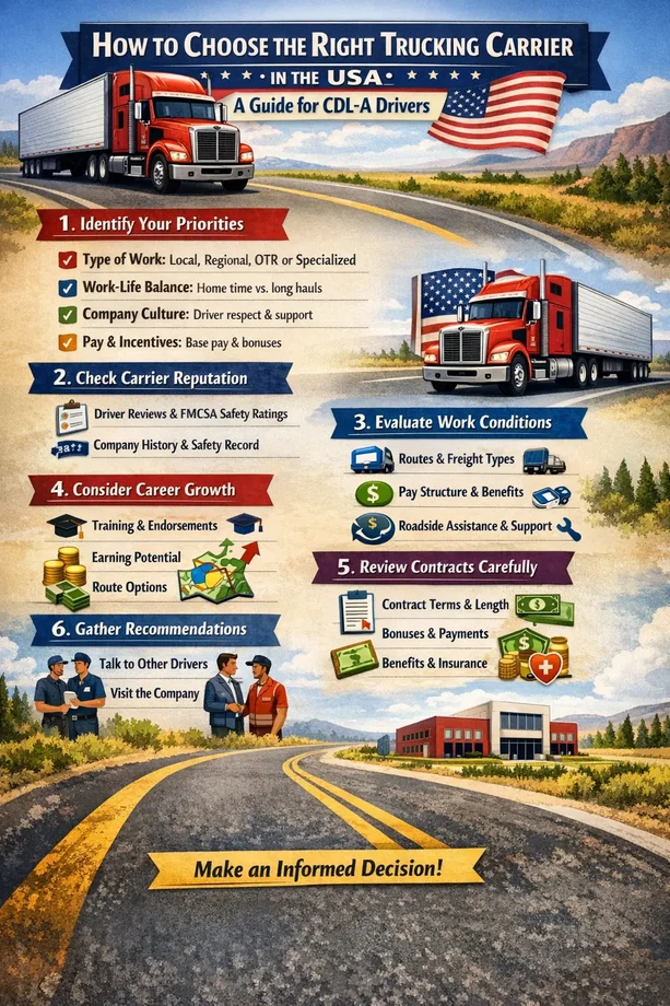 CDL-A truck driver choosing a carrier
