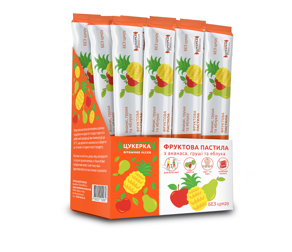 ананас, груша, яблоко 