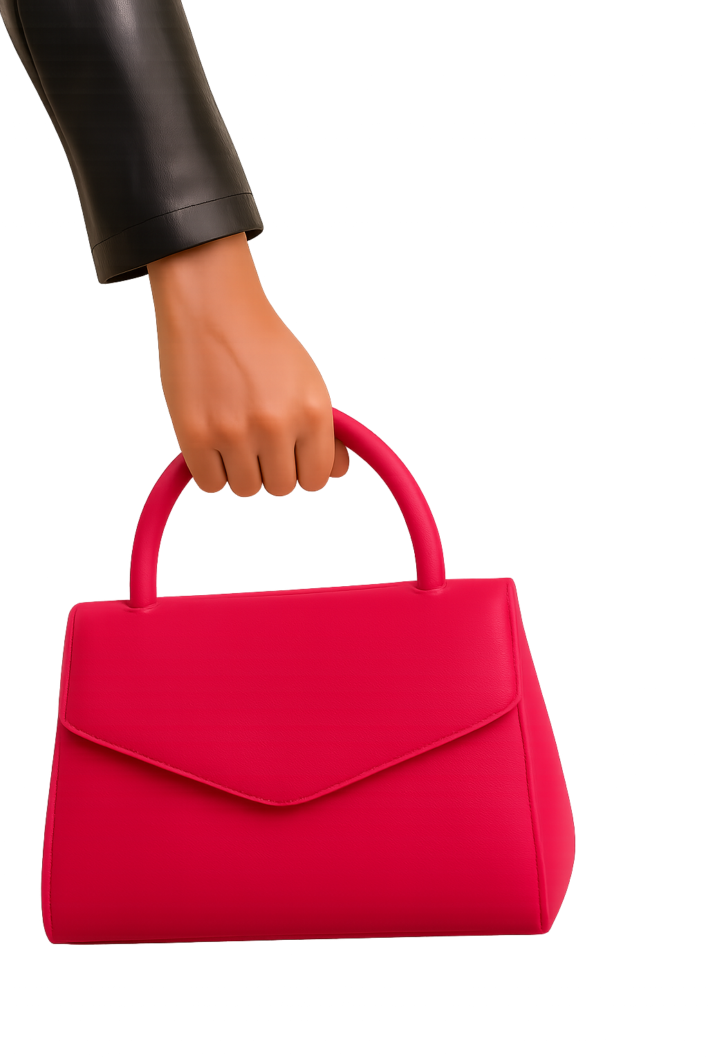 A hand with a pink bag Bagsessed logo featuring a modern minimalist design with a sleek handbag icon and stylized lettering, representing a fashion-forward online bag store.