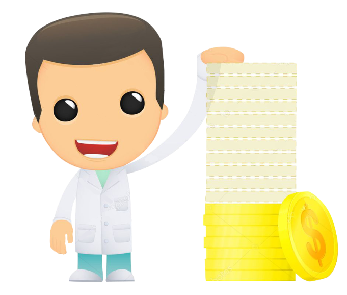 изображение лаборант со стопкой монет