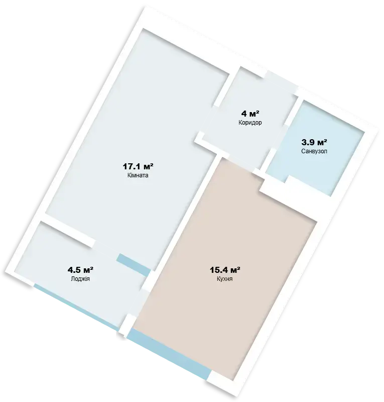 1-комнатная квартира в ЖК Монблан — планировка 2