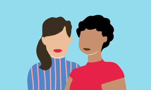 A friend looking at her friend trying to work out what's up with her