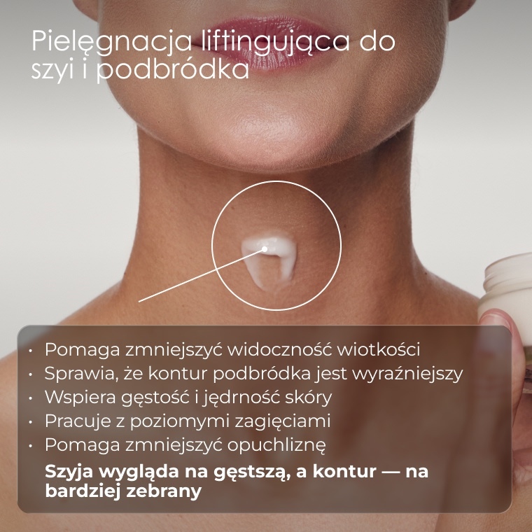 Pielęgnacja liftingująca do szyi i podbródka — strefa aplikacji
