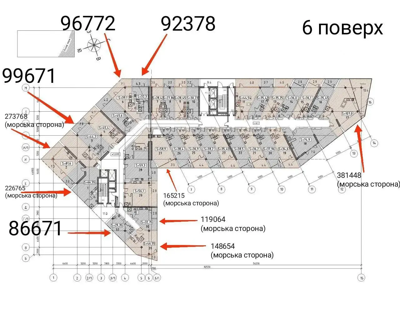 M1 Club Apartments — планировка третьего типа этажа