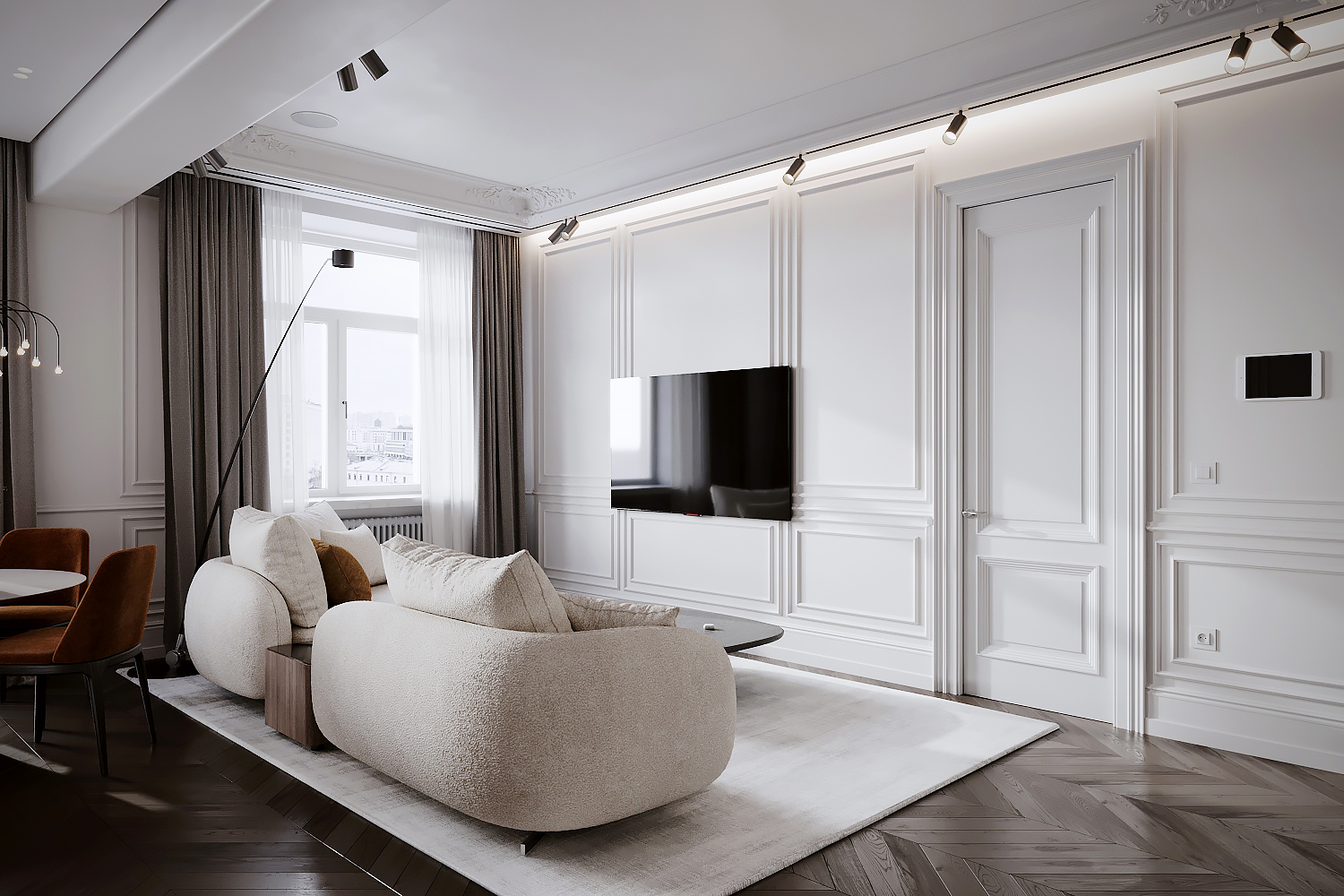 This compact 80 m² apartment is located in a building on the waterfront in the historic center of Moscow