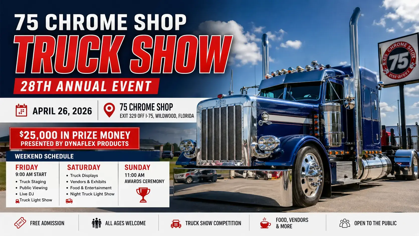 Custom show trucks with high-end chrome and lighting